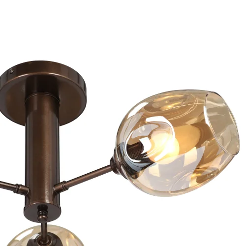Люстра потолочная V3956-7/3PL Vitaluce бежевая на 3 лампы, основание бронзовое в стиле арт-деко  фото 2