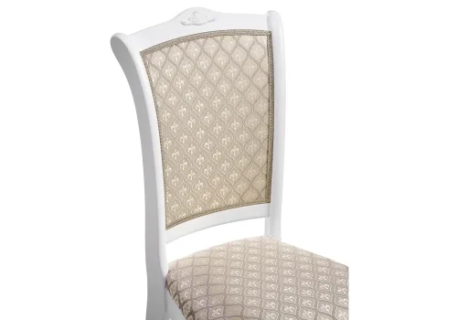 Деревянный стул Луиджи белый / бежевый 450682 Woodville, бежевый/ткань, ножки/массив березы дерево/белый, размеры - ****440*550 фото 5