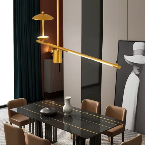 Светильник подвесной HETLEY B L4 Gold Black 203911-23 ImperiumLoft чёрный на 4 лампы, основание золотое в стиле современный фото 8