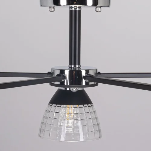 Люстра потолочная Дэла 635011605 DeMarkt прозрачная на 5 ламп, основание чёрное в стиле современный  фото 7