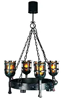 Люстра подвесная Crestuma OML-50003-08 Omnilux янтарная на 4 лампы, основание чёрное в стиле кантри 
