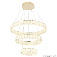 Люстра подвесная LED MUSIKA SP150W LED GOLD Crystal Lux прозрачная на 1 лампа, основание золотое в стиле модерн кольца