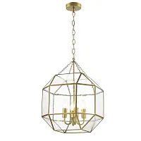 Люстра подвесная Quadratum 1948-4P Favourite золотая на 4 лампы, основание золотое в стиле кантри 