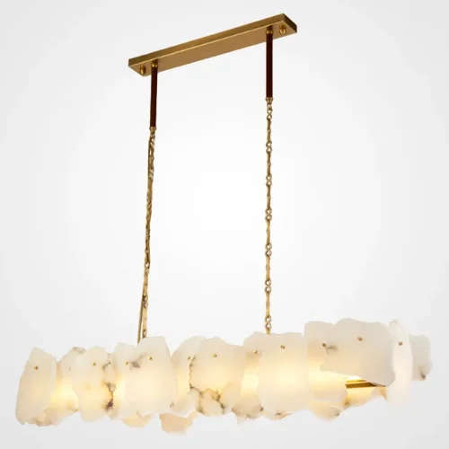 Светильник подвесной MARBLE R LONG 220803-23 ImperiumLoft белый на 1 лампу, основание латунь в стиле современный арт-деко 