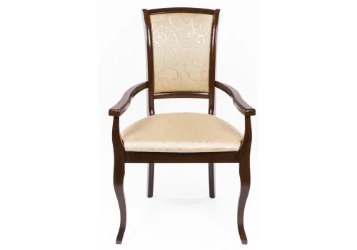 Кресло Murano тобакко 1130 Woodville, бежевый золотой/ткань, ножки/массив гевеи дерево/коричневый, размеры - ****610* фото 8