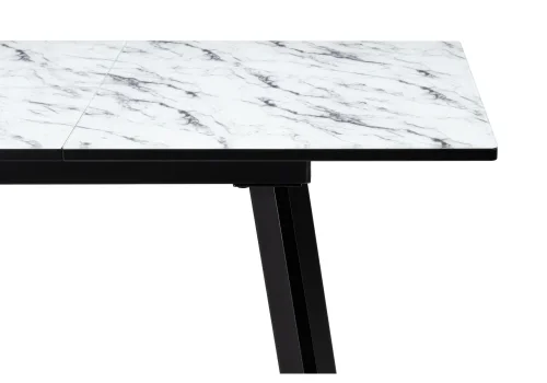 Деревянный стол Агни 110(140)х68х76 мрамор белый / черный матовый 528558 Woodville столешница белая мрамор из стекло фото 3