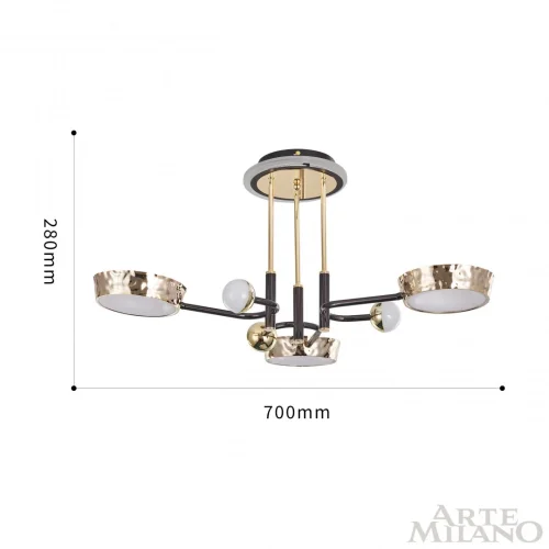 Люстра потолочная LED Ferrara-73210 273210/6 BK/GD Arte Milano белая на 1 лампу, основание золотое в стиле современный хай-тек фото 3
