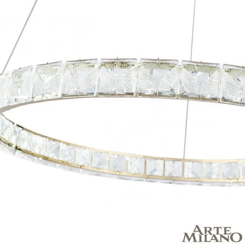 Люстра подвесная LED с пультом AM-Venezia 311311/D800 GD Arte Milano прозрачная на 1 лампу, основание золотое в стиле современный кольца с пультом фото 9