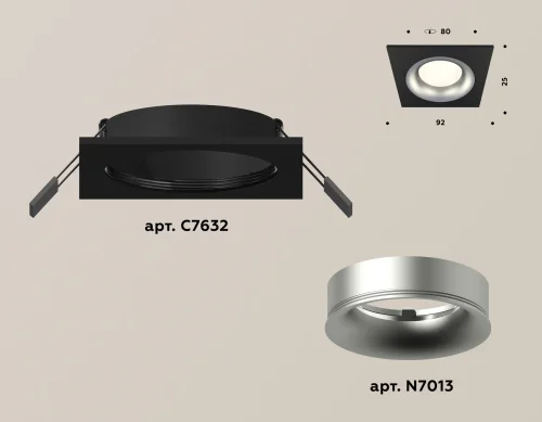 Светильник точечный XC7632004 Ambrella light матовый хром чёрный 1 лампа, основание чёрное в стиле хай-тек современный  фото 2