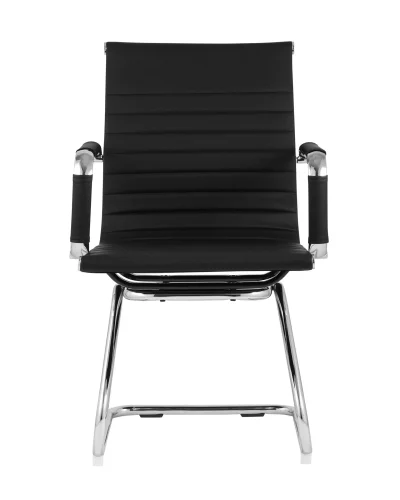 Кресло для посетителей TopChairs Visit, черное УТ000001929 Stool Group, чёрный/экокожа, ножки/металл/хром, размеры - ****550*630 фото 3