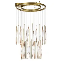 Люстра подвесная Спира (Spira) 5468/150L Odeon Light бежевая коричневая на 1 лампу, основание латунь в стиле классический современный Люстра подвесная Спира (Spira) 5468/150L Odeon Light бежевая коричневая на 1 лампу, основание латунь в стиле классический современный
