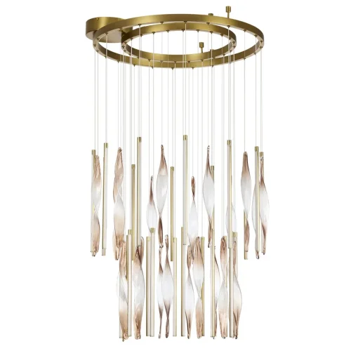 Люстра подвесная Спира (Spira) 5468/150L Odeon Light бежевая коричневая на 1 лампу, основание латунь в стиле классический современный 
