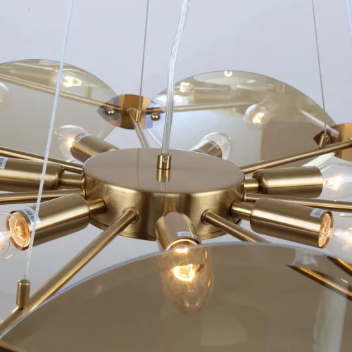 Люстра подвесная Ovate 4085-7P F-promo янтарная на 7 ламп, основание латунь в стиле современный  фото 4