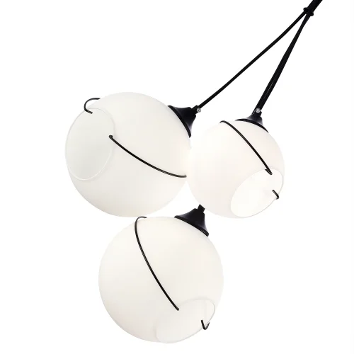 Светильник подвесной Satturo SLE103183-03 Evoluce белый 3 лампы, основание чёрное в стиле лофт кантри шар фото 3