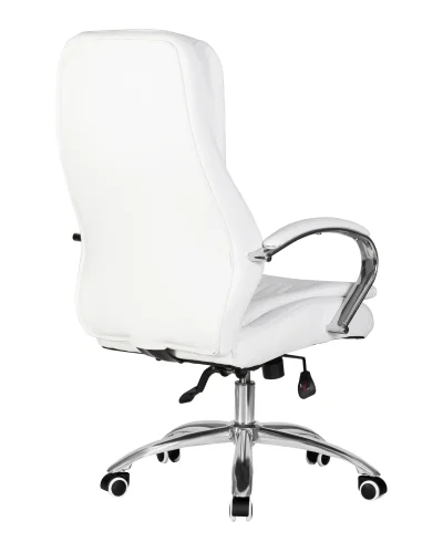 Офисное кресло для руководителей DOBRIN LYNDON (белый) цвет сиденья белый, цвет основания хромированная сталь Dobrin, белый/экокожа, ножки/металл/, размеры - 1100*1170**** фото 4