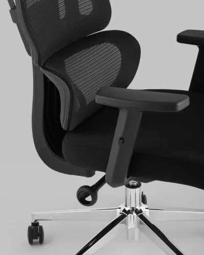Кресло офисное TopChairs Techno черный УТ000037110 Stool Group, чёрный/ткань, ножки/металл/хром, размеры - 520*1240***680*690 фото 6