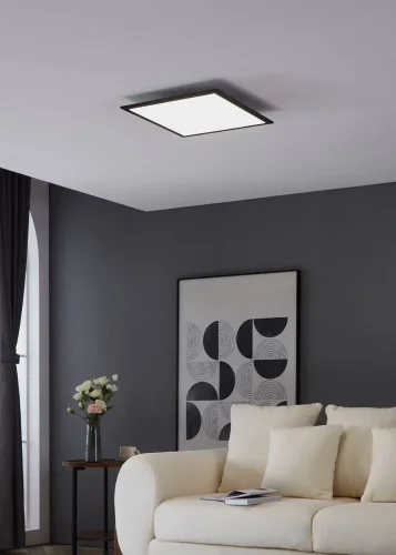Светильник потолочный LED Salobrena 1 900818 Eglo белый 1 лампа, основание чёрное в стиле хай-тек современный квадраты фото 2