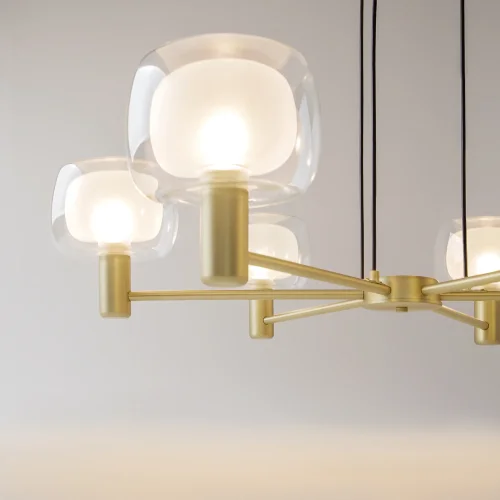 Люстра подвесная Vision MOD411PL-06G Maytoni прозрачная на 6 ламп, основание золотое в стиле современный фото 6