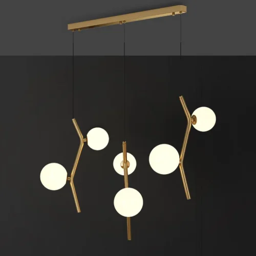 Светильник подвесной MATHIA MORE 212205-23 ImperiumLoft белый на 6 ламп, основание латунь в стиле современный фото 7 Светильник подвесной MATHIA MORE 212205-23 ImperiumLoft белый на 6 ламп, основание латунь в стиле современный фото 7