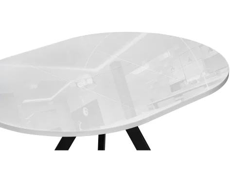 Стеклянный стол Трейси 110(150)х100х77 белый / черный 516562 Woodville столешница белая из стекло фото 4