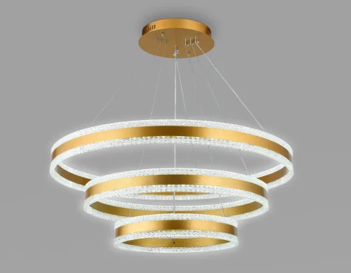 Люстра подвесная LED с пультом FA6183 Ambrella light прозрачная золотая на 1 лампа, основание золотое в стиле современный хай-тек с пультом кольца фото 4