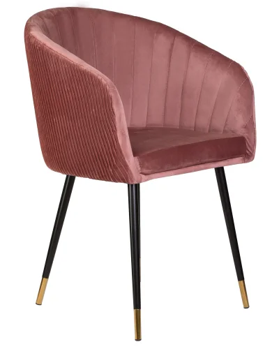 Стул обеденный 7305-LM MARY, цвет сиденья бронзово-розовый (1922-17), цвет основания черный Dobrin, розовый/велюр, ножки/металл/чёрный, размеры - ****510*510 фото 2