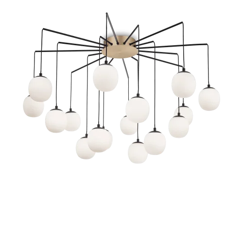 Люстра потолочная RHAPSODY SP16 Ideal Lux белая на 16 ламп, основание латунь в стиле современный шар