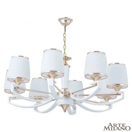 Люстра подвесная Florentia-2457 302457/8 Wh/Gd Arte Milano белая на 8 ламп, основание золотое в стиле современный арт-деко 