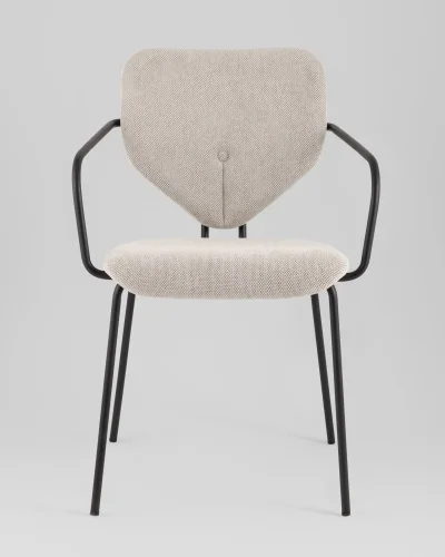 Стул обеденный Masey с подлокотниками, бежевый УТ000039585 Stool Group, бежевый/рогожка, ножки/металл/чёрный, размеры - ***** фото 2
