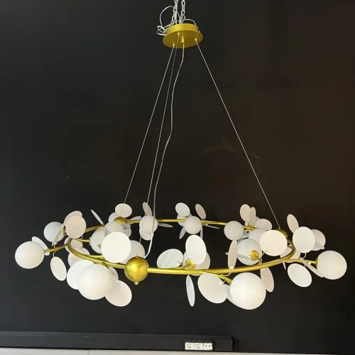 Люстра подвесная Matise 191867-26 ImperiumLoft белая на 18 ламп, основание золотое в стиле современный молекула шар фото 5