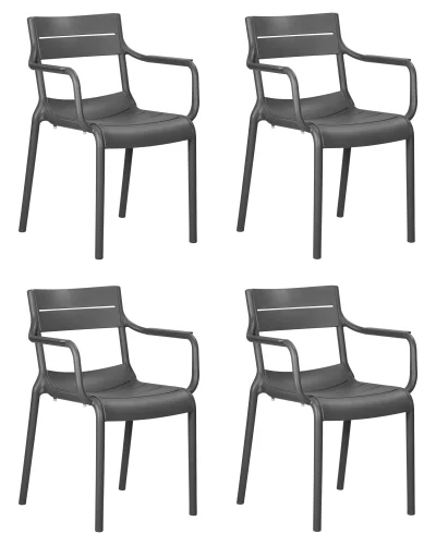 Стул обеденный набор 4 шт. SET-4 903PP-LMZL TIM ARM, цвет темно-серый (GR-04) Dobrin, /полимер, ножки/пластик/серый, размеры - *813***580*555 Стул обеденный набор 4 шт. SET-4 903PP-LMZL TIM ARM, цвет темно-серый (GR-04) Dobrin, /полимер, ножки/пластик/серый, размеры - *813***580*555