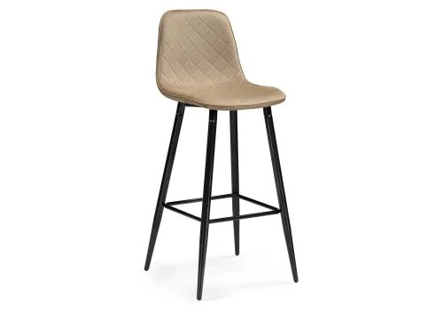 Барный стул Capri dark beige/ black 15131 Woodville, бежевый/велюр, ножки/металл/чёрный, размеры - ****435*490