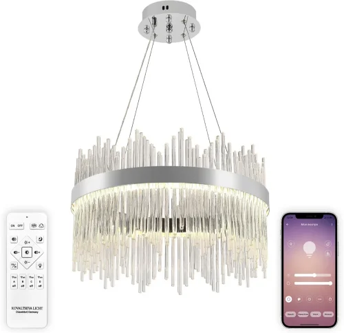 Люстра подвесная LED с пультом INNOVATION STYLE 83157 Natali Kovaltseva прозрачная на 1 лампу, основание хром в стиле современный с пультом