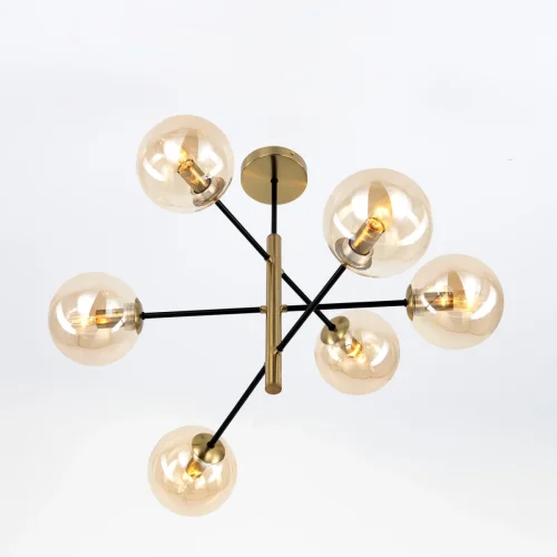 Люстра на штанге Лорен CL146263 Citilux янтарная на 6 ламп, основание бронзовое в стиле современный молекула шар фото 3