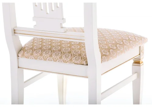 Деревянный стул Roy W/З молочный с патиной 438340 Woodville, бежевый/ткань, ножки/массив бука дерево/белый, размеры - ****490*530 фото 8