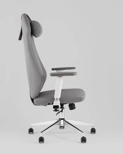 Кресло руководителя TopChairs Trophey, серый УТ000040585 Stool Group, серый/экокожа, ножки/пластик/хром, размеры - 1200*1280***650*570 фото 3