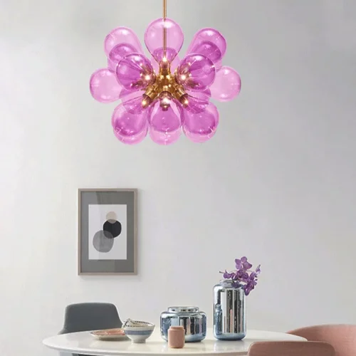 Люстра потолочная GRAPE MILK Pink 219501-23 ImperiumLoft розовая на 18 ламп, основание латунь в стиле минимализм  фото 13