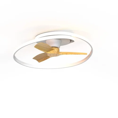 Люстра с вентилятором LED с пультом Ocean 8235 Mantra белая на 1 лампу, основание коричневое белое в стиле современный хай-тек с пультом
