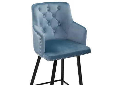 Барный стул Ofir blue 15047 Woodville, синий/велюр, ножки/металл/чёрный, размеры - ****500*370 фото 5