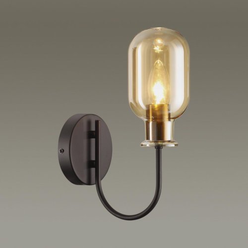 Бра лофт Grif 4700/1W Odeon Light янтарный на 1 лампа, основание бронзовое чёрное в стиле лофт кантри замковый  фото 2