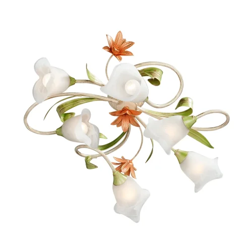 Люстра потолочная V1532/6PL Vitaluce белая на 6 ламп, основание бежевое в стиле флористика Люстра потолочная V1532/6PL Vitaluce белая на 6 ламп, основание бежевое в стиле флористика