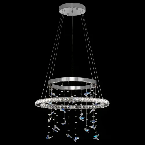 Люстра подвесная LED с пультом Etera CL322060 Citilux прозрачная на 1 лампу, основание хром в стиле современный хай-тек флористика с пультом кольца фото 2