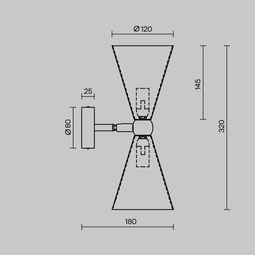 Бра Vesper MOD108WL-02GB Maytoni чёрный на 2 лампы, основание золотое в стиле современный арт-деко фото 11