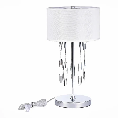 Настольная лампа Nettuno SL1353.104.01 ST-Luce белая 1 лампа, основание хром металл в стиле арт-деко современный  фото 2