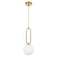 Светильник подвесной Pierre MR1160-1P MyFar белый 1 лампа, основание золотое в стиле современный лофт шар