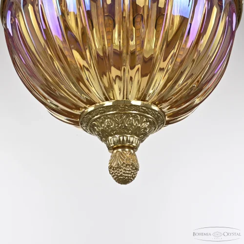 Светильник подвесной 5680/17 G Shampan/M-1H Bohemia Ivele Crystal янтарный 3 лампы, основание золотое в стиле классический  фото 5