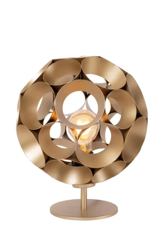 Настольная лампа Ханнелор (Hannelore) 10523/01/02 Lucide латунь матовая золото на 1 лампу, основание матовое золото латунь металл в стиле современный 