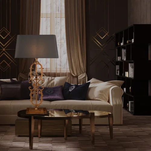 Настольная лампа Lace 10439T/A LOFT IT серая на 1 лампу, основание золотое коричневое металл в стиле современный замковый фото 5