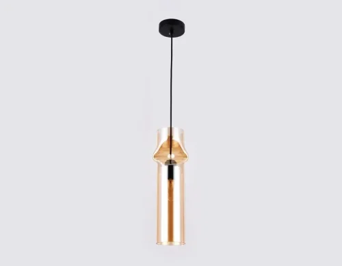 Светильник подвесной TR3560 Ambrella light янтарный 1 лампа, основание чёрное в стиле современный трубочки фото 2