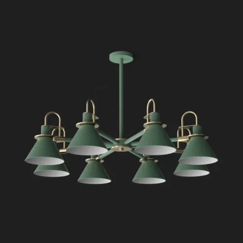 Люстра на штанге CODA D94 Green 193070-26 ImperiumLoft зелёная на 8 ламп, основание зелёное в стиле современный 